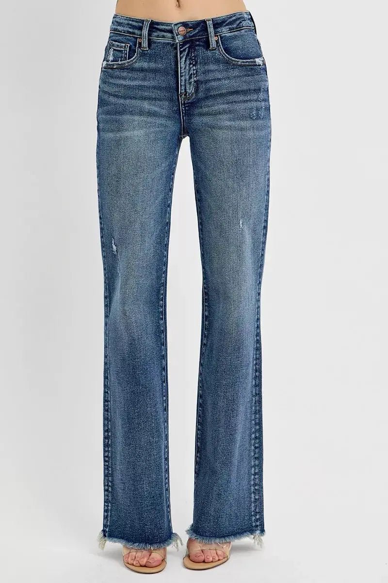 RISEN Full Size Tummy Control High Rise Long Straight Jeans Plus Size - Charmdeals