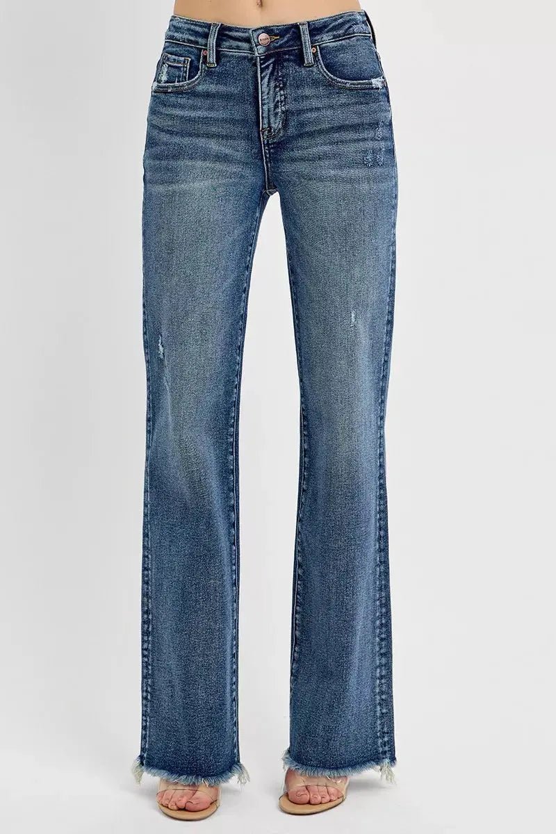 RISEN Full Size Tummy Control High Rise Long Straight Jeans Plus Size - Charmdeals