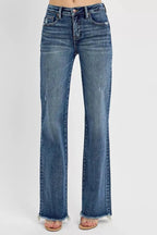 RISEN Full Size Tummy Control High Rise Long Straight Jeans Plus Size - Charmdeals