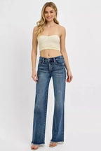 RISEN Full Size Tummy Control High Rise Long Straight Jeans Plus Size - Charmdeals