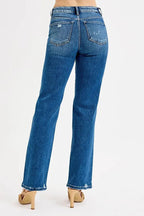 RISEN Full Size Tummy Control High Rise Straight Distressed Jeans Plus Size - Charmdeals