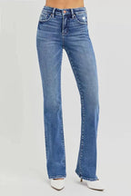 RISEN Full Size Tummy Control High Rise Straight Jeans Plus Size - Charmdeals