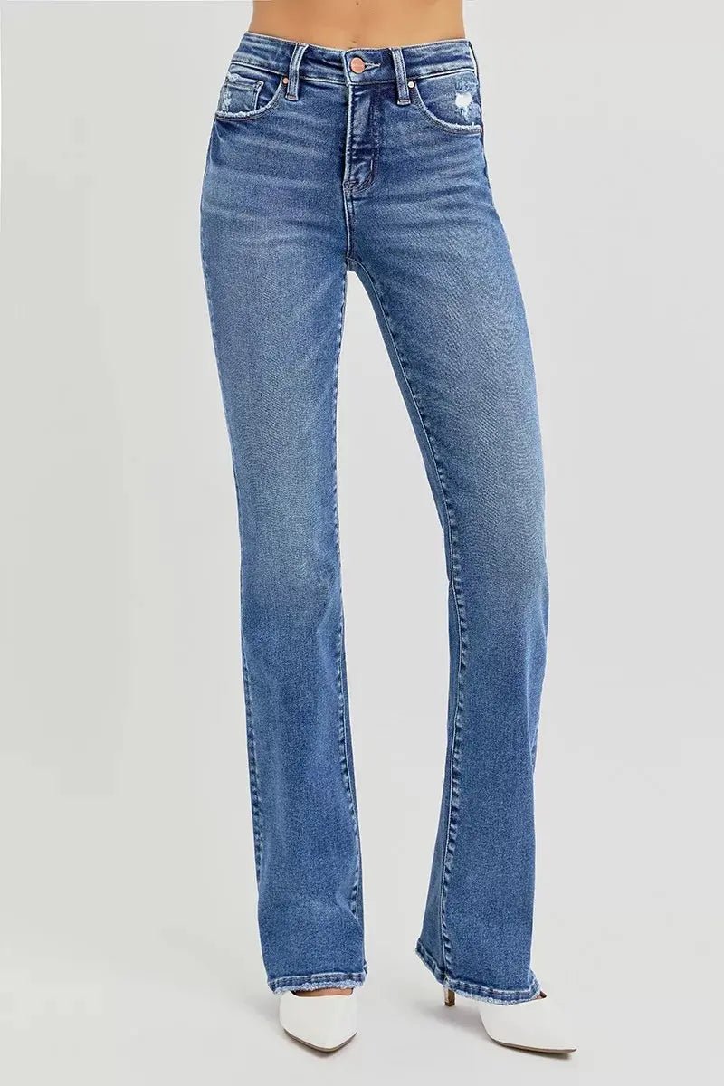 RISEN Full Size Tummy Control High Rise Straight Jeans Plus Size - Charmdeals