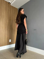 Round Neck Cap Sleeve Sweater Dress - Charmdeals
