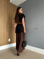 Round Neck Cap Sleeve Sweater Dress - Charmdeals