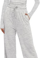 Round Neck Long Sleeve Top and Pants Set - Charmdeals