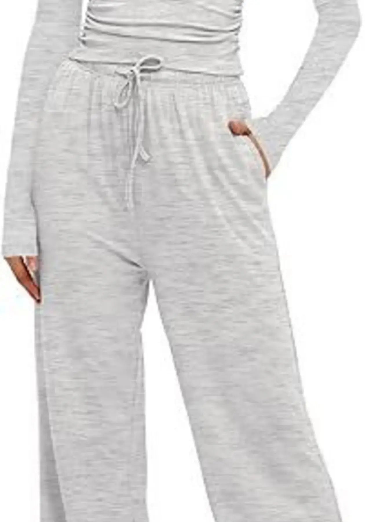 Round Neck Long Sleeve Top and Pants Set - Charmdeals