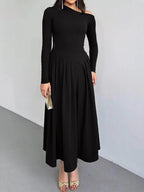 Ruched One Shoulder Long Sleeve Dress - Charmdeals