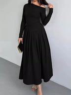 Ruched One Shoulder Long Sleeve Dress - Charmdeals