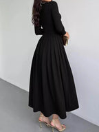 Ruched One Shoulder Long Sleeve Dress - Charmdeals