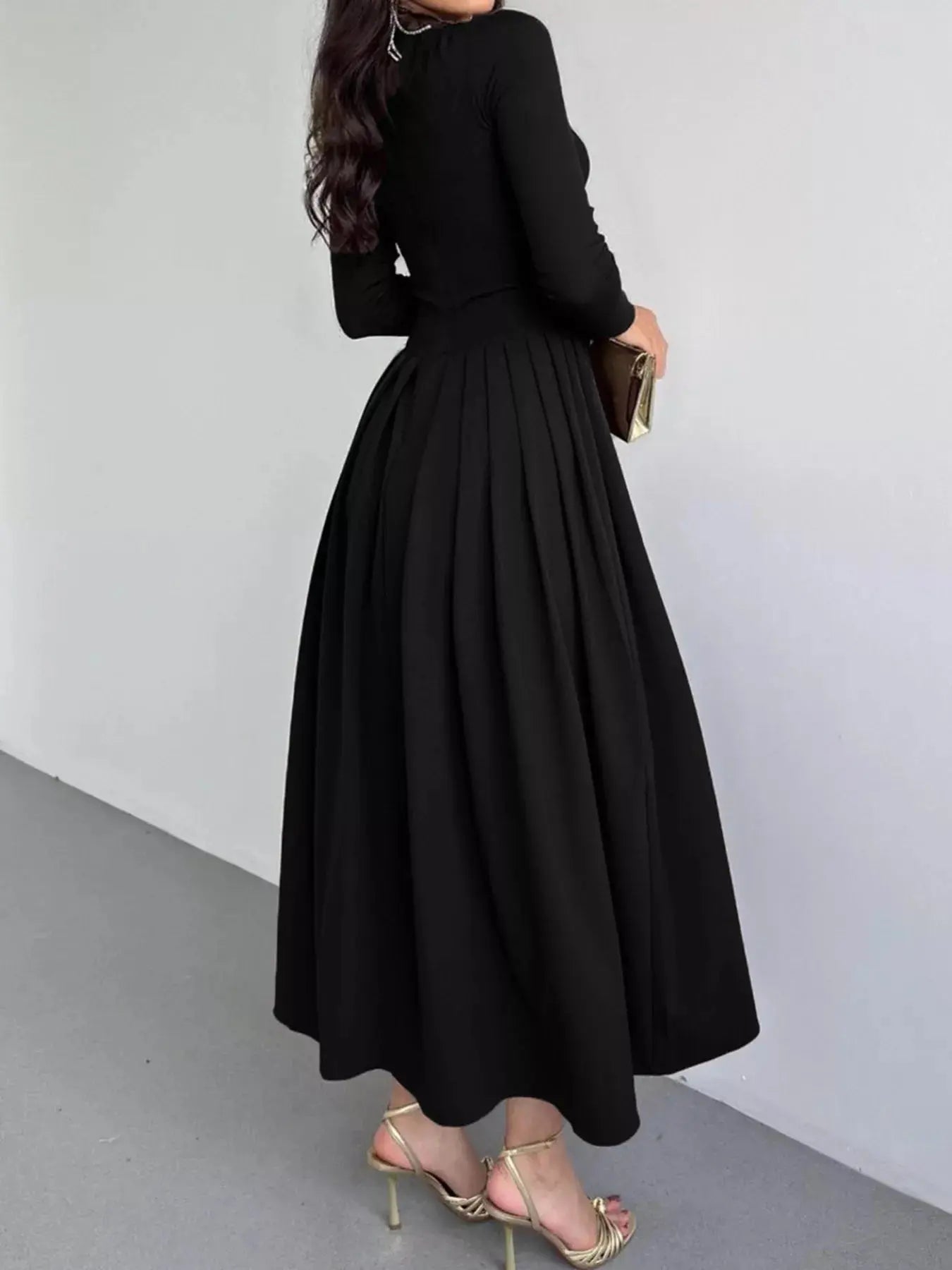 Ruched One Shoulder Long Sleeve Dress - Charmdeals