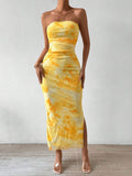 Ruched Strapless Bodycon Midi Dress - Charmdeals