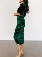 Ruched Surplice Half Sleeve Dress - Charmdeals