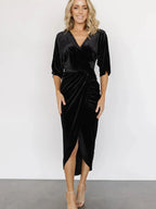Ruched Surplice Half Sleeve Dress - Charmdeals