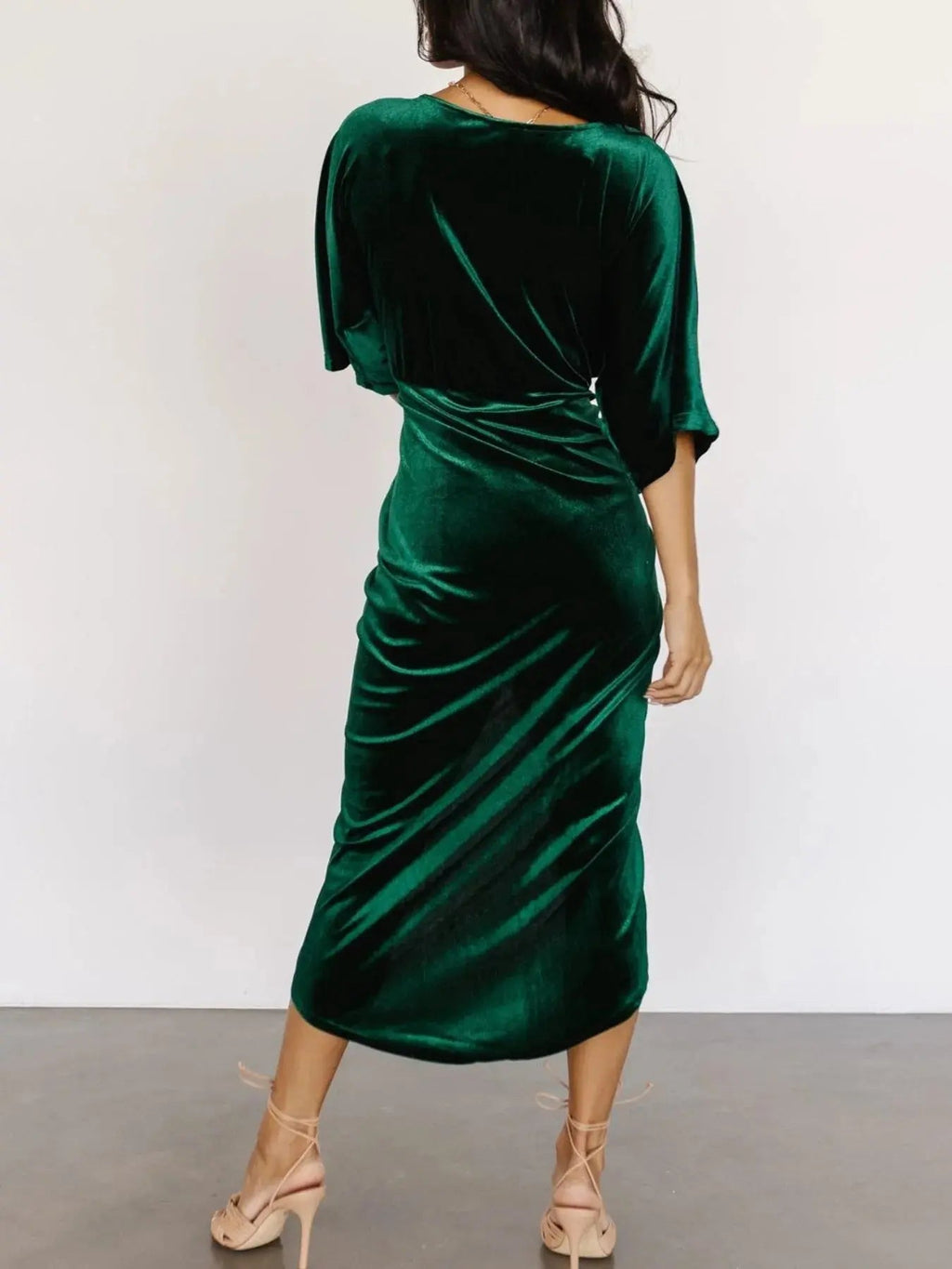 Ruched Surplice Half Sleeve Dress - Charmdeals