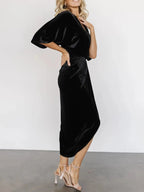 Ruched Surplice Half Sleeve Dress - Charmdeals