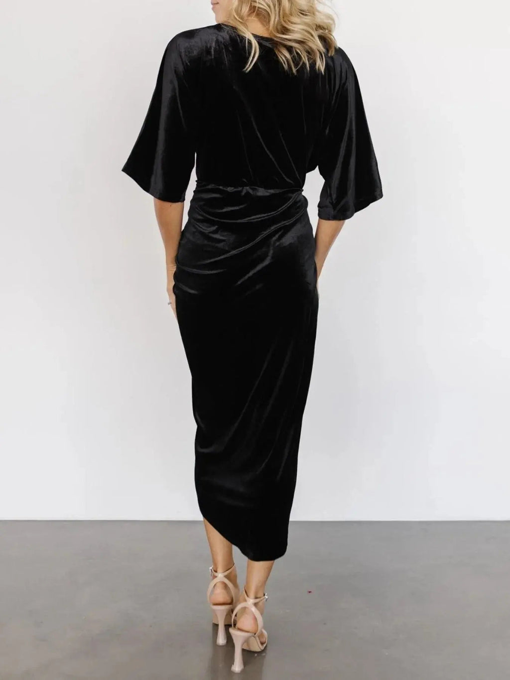Ruched Surplice Half Sleeve Dress - Charmdeals