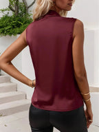 Ruched Surplice Sleeveless Top - Charmdeals