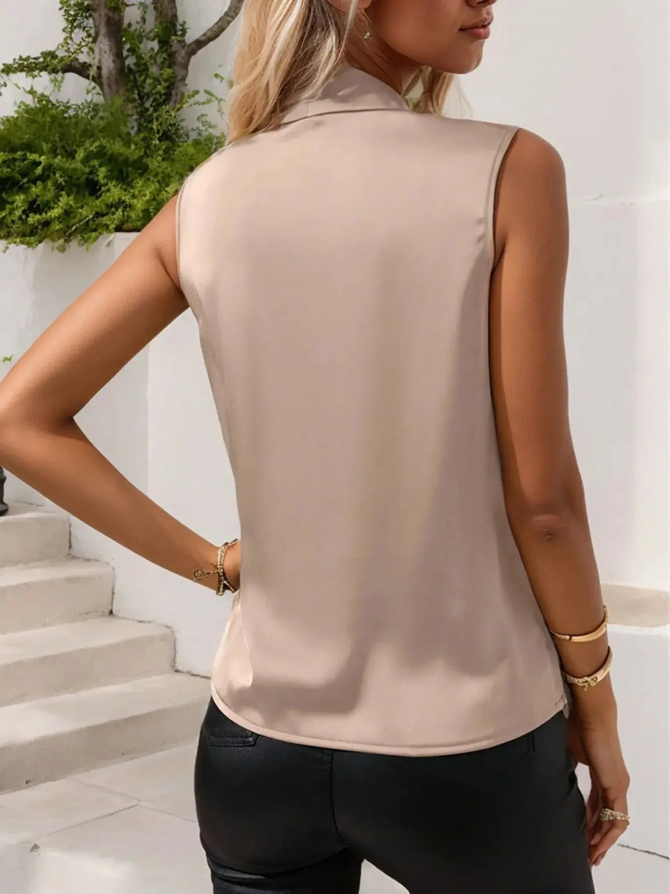 Ruched Surplice Sleeveless Top - Charmdeals