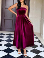 Ruched Tube Midi Dress - Charmdeals