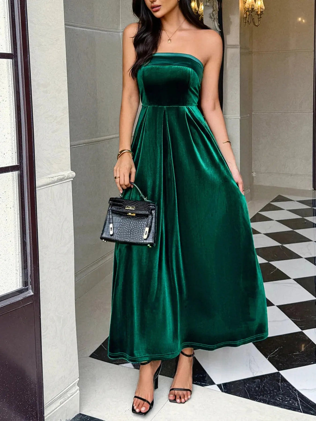 Ruched Tube Midi Dress - Charmdeals