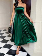 Ruched Tube Midi Dress - Charmdeals
