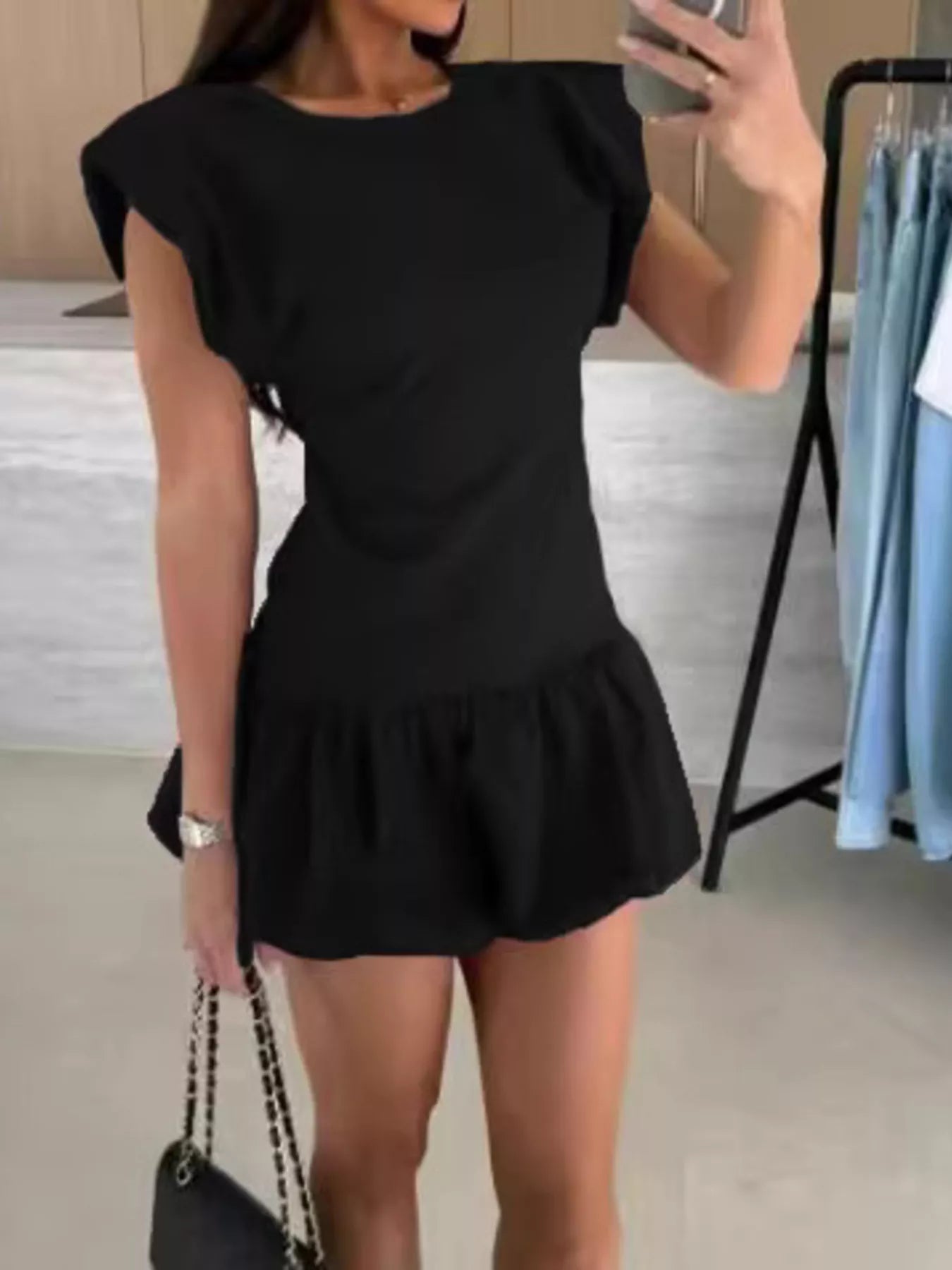 Ruffle Hem Mini Dress - Charmdeals