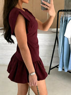 Ruffle Hem Mini Dress - Charmdeals