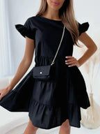 Ruffle Sleeve Tiered Swing Dress - Charmdeals