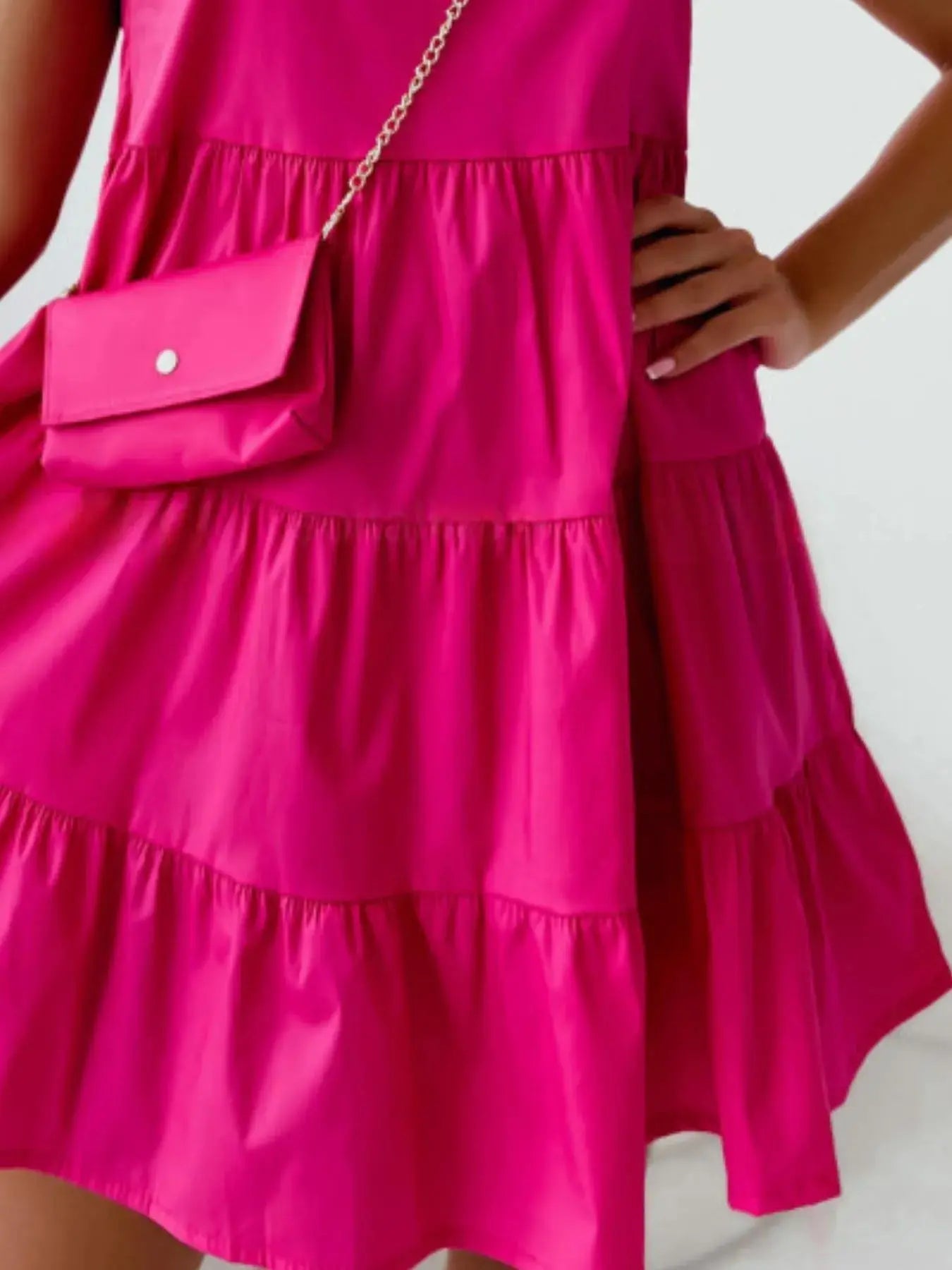 Ruffle Sleeve Tiered Swing Dress - Charmdeals
