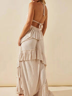 Ruffled Halter Neck Maxi Dress - Charmdeals