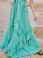 Ruffled Halter Neck Maxi Dress - Charmdeals