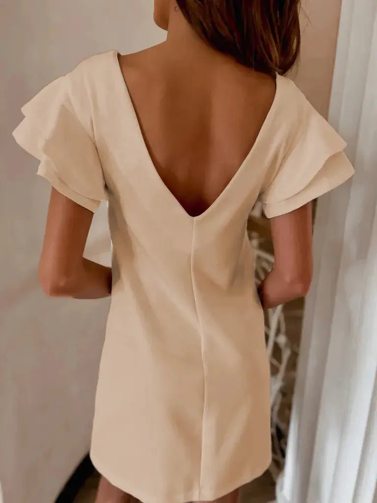 Ruffled Layered Short Sleeve Mini Dress - Charmdeals