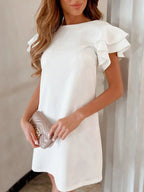 Ruffled Layered Short Sleeve Mini Dress - Charmdeals
