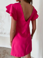 Ruffled Layered Short Sleeve Mini Dress - Charmdeals
