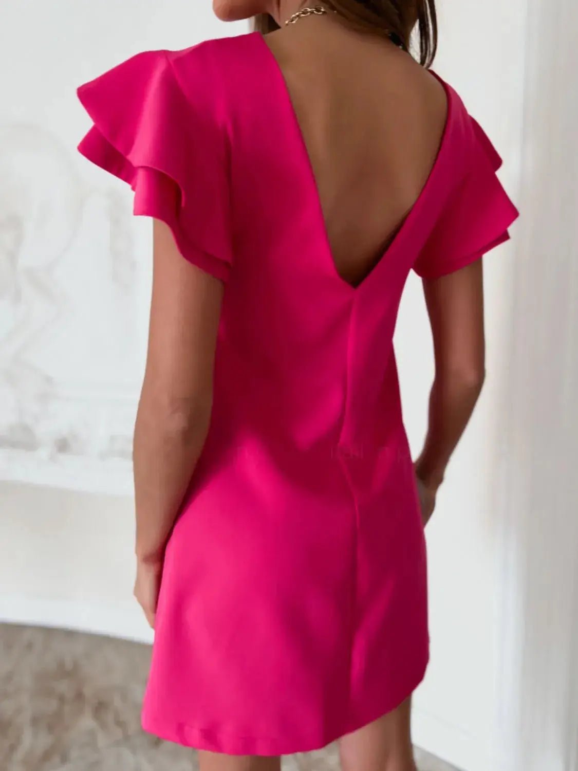 Ruffled Layered Short Sleeve Mini Dress - Charmdeals