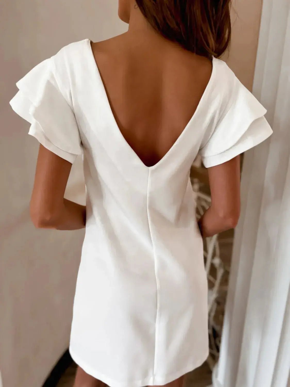 Ruffled Layered Short Sleeve Mini Dress - Charmdeals
