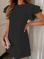 Ruffled Layered Short Sleeve Mini Dress - Charmdeals