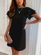 Ruffled Layered Short Sleeve Mini Dress - Charmdeals