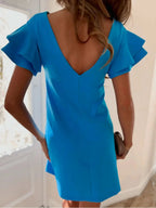 Ruffled Layered Short Sleeve Mini Dress - Charmdeals