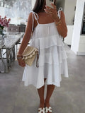 Ruffled Tie Shoulder Mini Dress - Charmdeals
