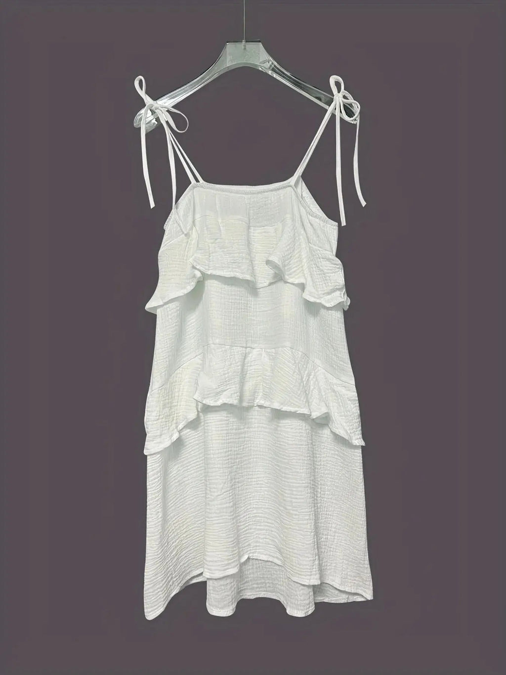 Ruffled Tie Shoulder Mini Dress - Charmdeals