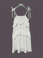 Ruffled Tie Shoulder Mini Dress - Charmdeals