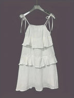 Ruffled Tie Shoulder Mini Dress - Charmdeals