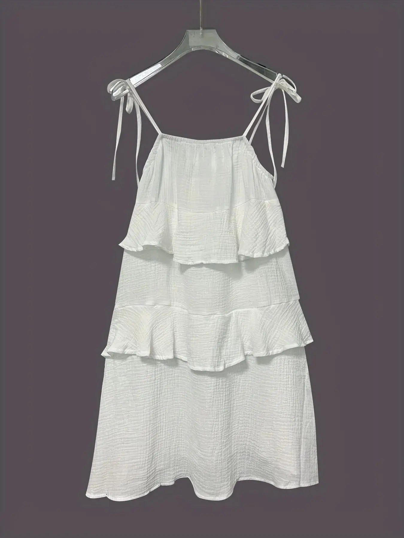 Ruffled Tie Shoulder Mini Dress - Charmdeals