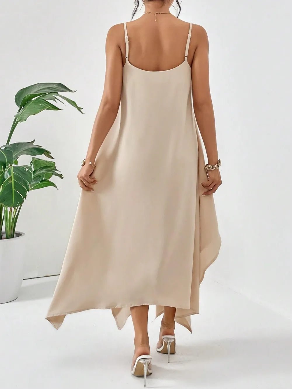 Scoop Neck Midi Cami Dress - Charmdeals