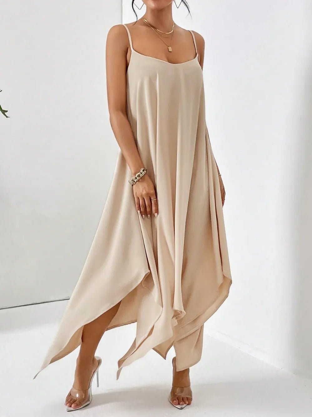 Scoop Neck Midi Cami Dress - Charmdeals
