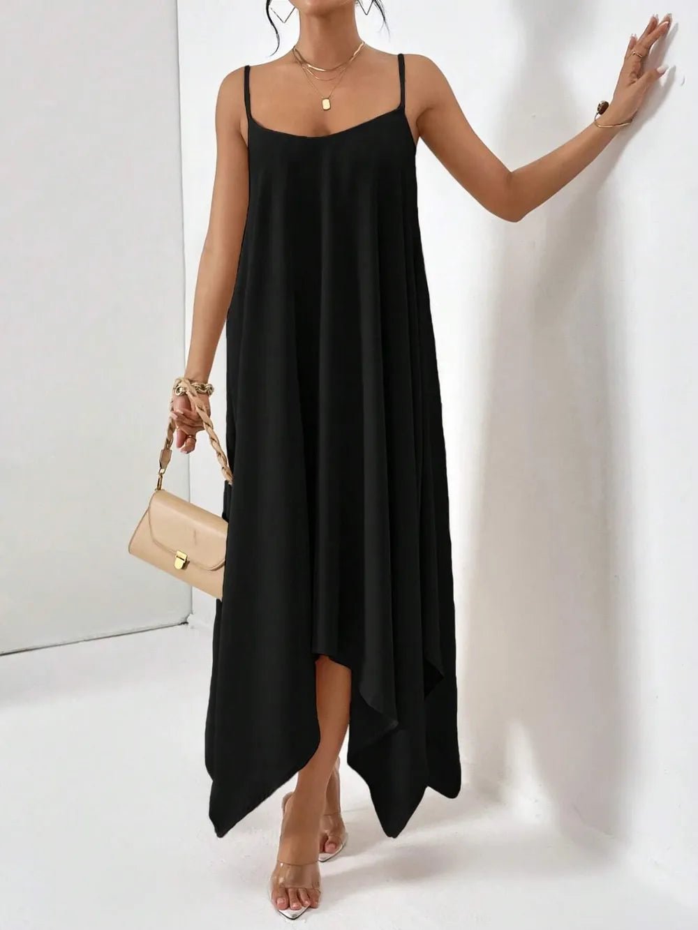 Scoop Neck Midi Cami Dress - Charmdeals