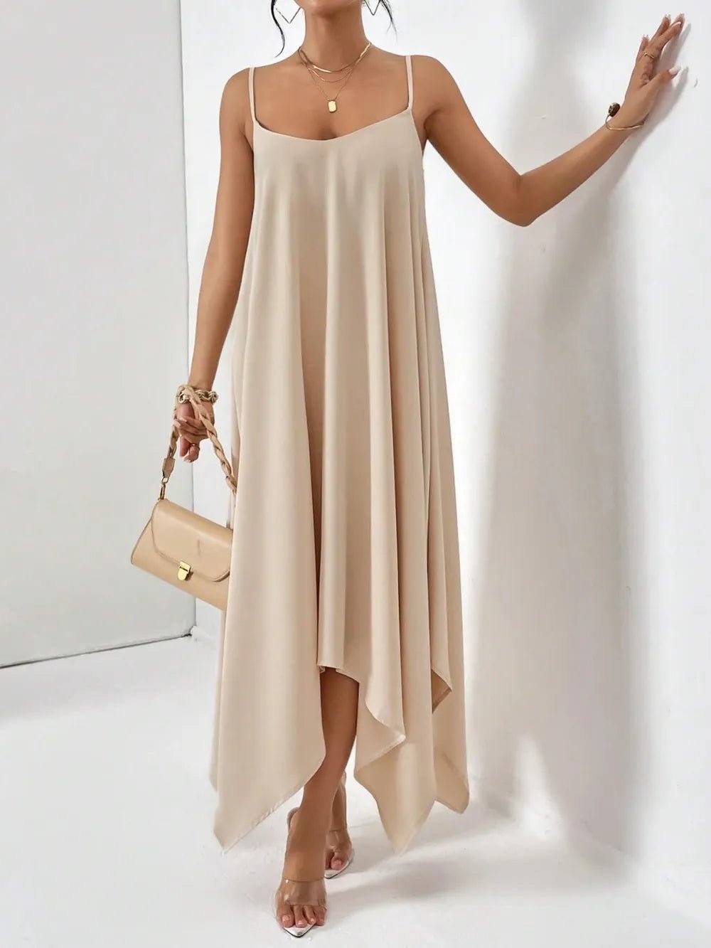 Scoop Neck Midi Cami Dress - Charmdeals