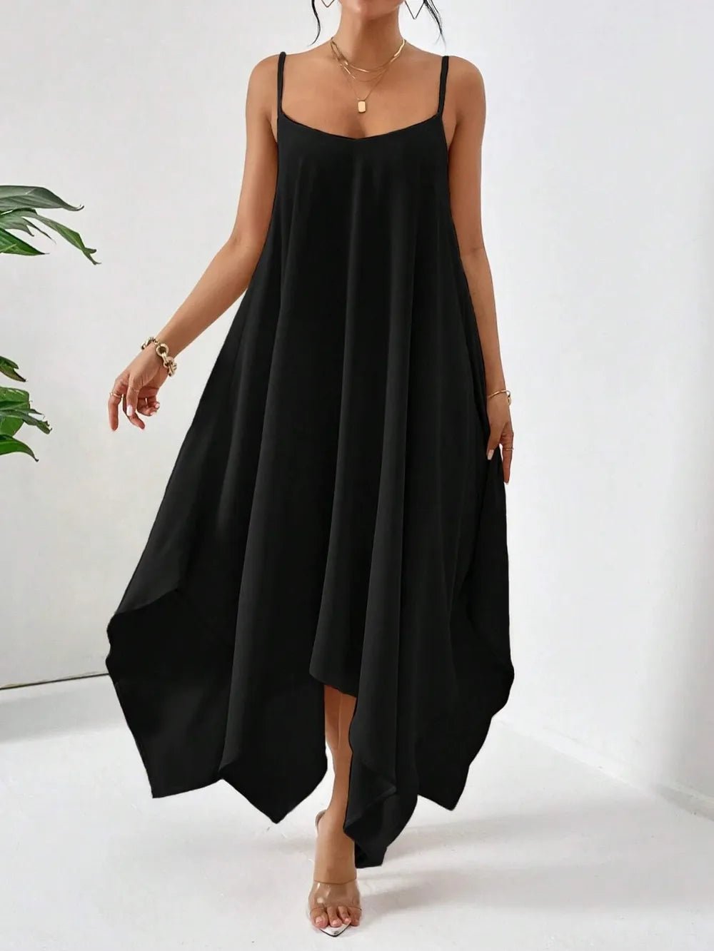 Scoop Neck Midi Cami Dress - Charmdeals
